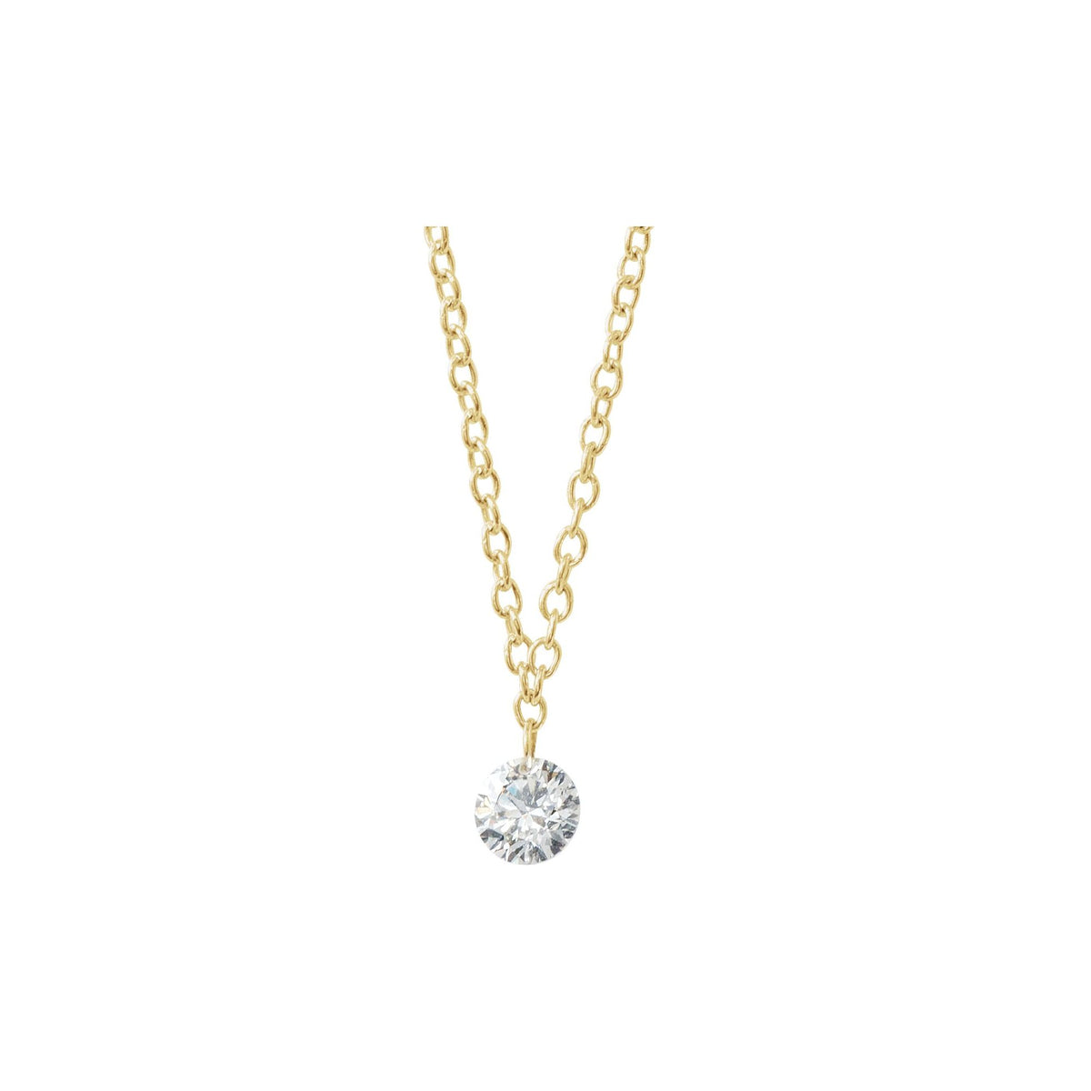 1/6 CT Drilled Natural Diamond Solitaire 16-18" Necklace