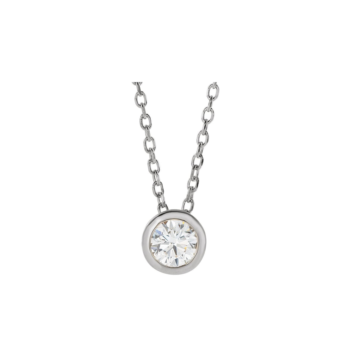 Natural Diamond Solitaire Bezel-Set Necklace