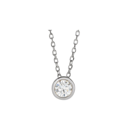 Natural Diamond Solitaire Bezel-Set Necklace