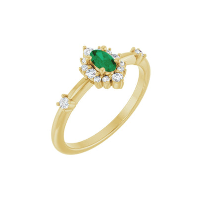 Natural Emerald & 1/6 CTW Natural Diamond Halo-Style Ring