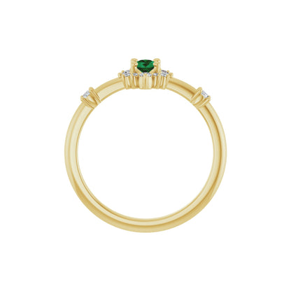 Natural Emerald & 1/6 CTW Natural Diamond Halo-Style Ring
