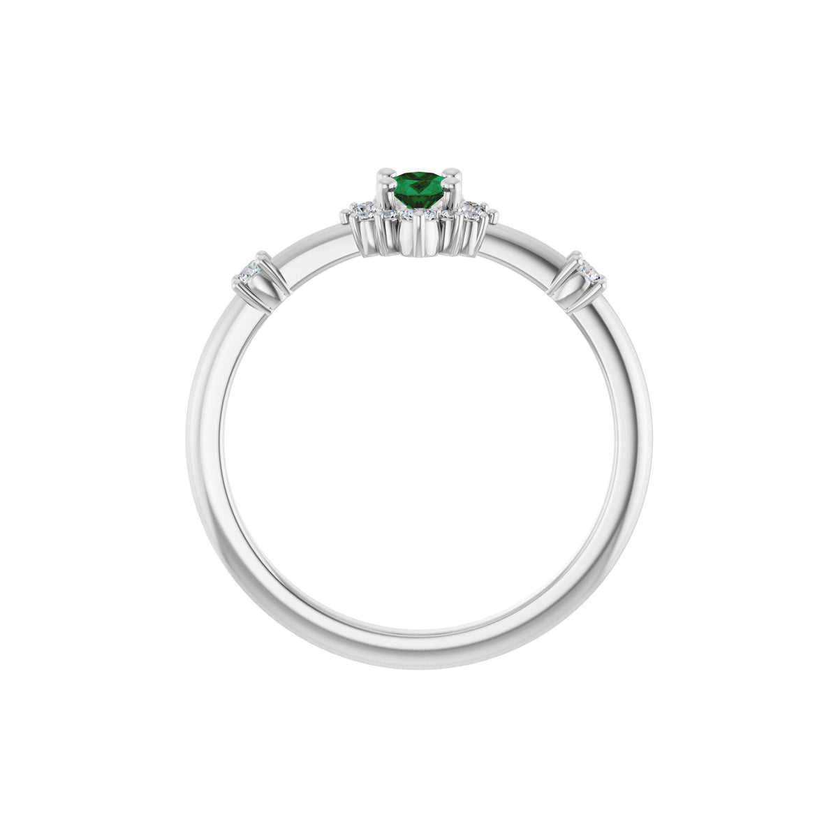Natural Emerald & 1/6 CTW Natural Diamond Halo-Style Ring