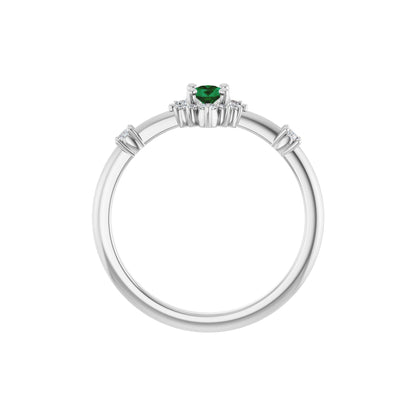 Natural Emerald & 1/6 CTW Natural Diamond Halo-Style Ring
