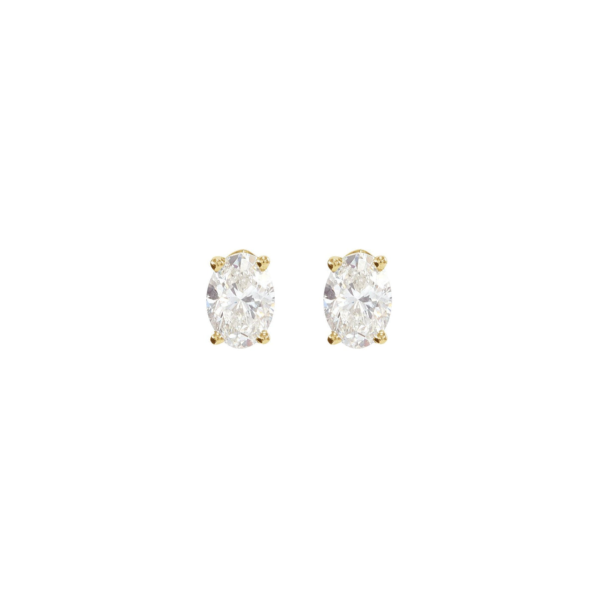 Natural Diamond Oval 4-Prong Lightweight Stud Earrings