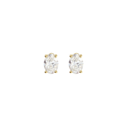 Natural Diamond Oval 4-Prong Lightweight Stud Earrings