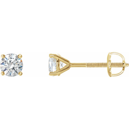 Natural Diamond Round 4-Prong Cocktail-Style Stud Earrings - 14K Yellow Gold