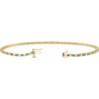 Natural Emerald & 5/8 CTW Natural Diamond Line 7 1/4" Bracelet