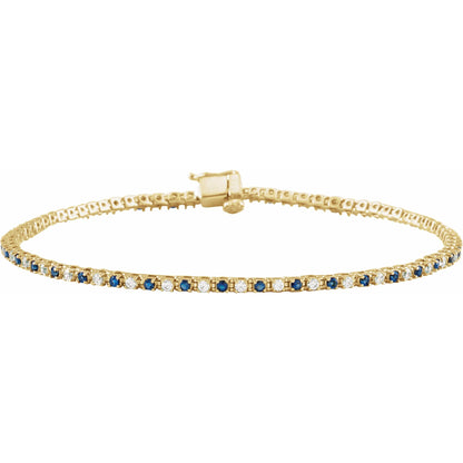 Natural Blue Sapphire & 5/8 CTW Natural Diamond Line 7 1/4" Bracelet