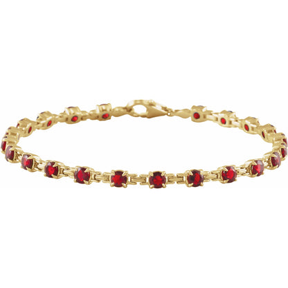 Natural Mozambique Garnet 7 1/4" Line Bracelet