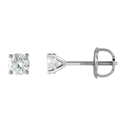 Natural Diamond Round 4-Prong Cocktail-Style Stud Earrings - 14K White Gold