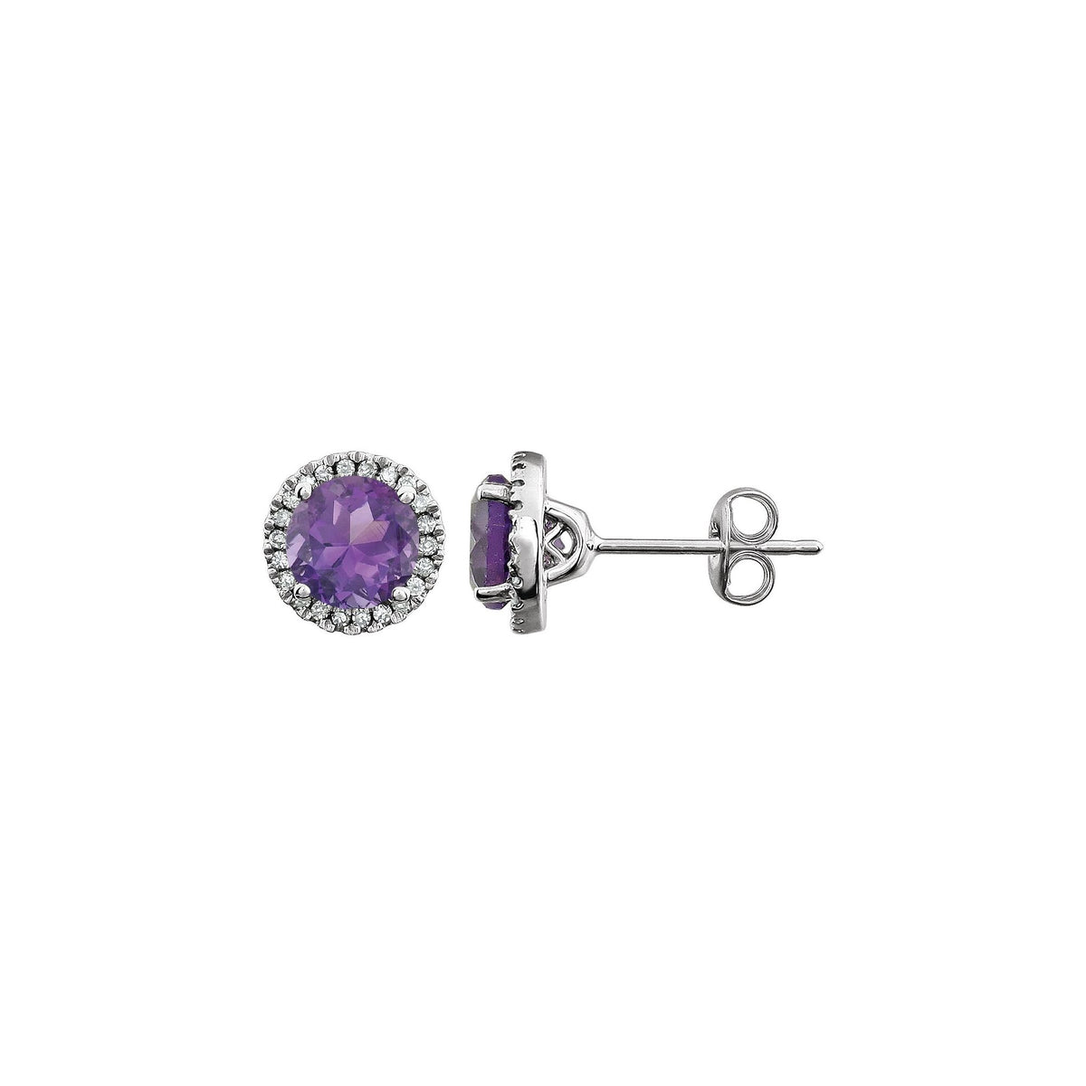 Natural Amethyst & 1/8 CTW Natural Diamond Earrings