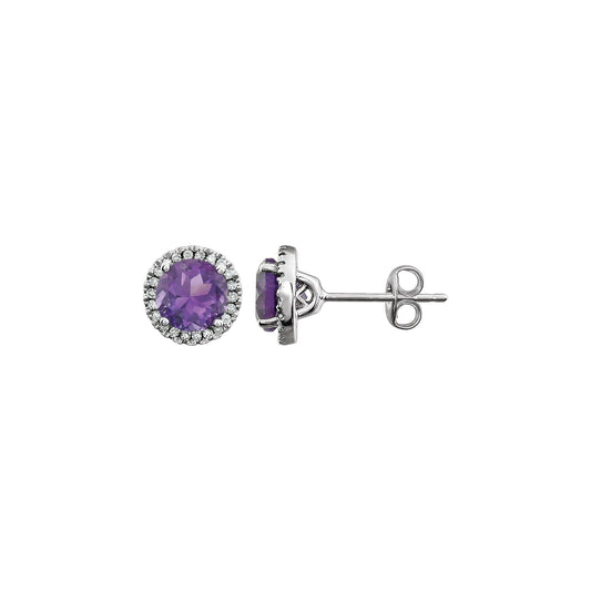Natural Amethyst & 1/8 CTW Natural Diamond Earrings