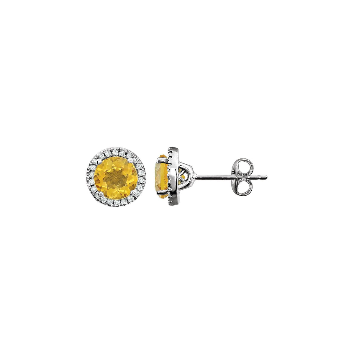 Natural Citrine & 1/8 CTW Natural Diamond Earrings