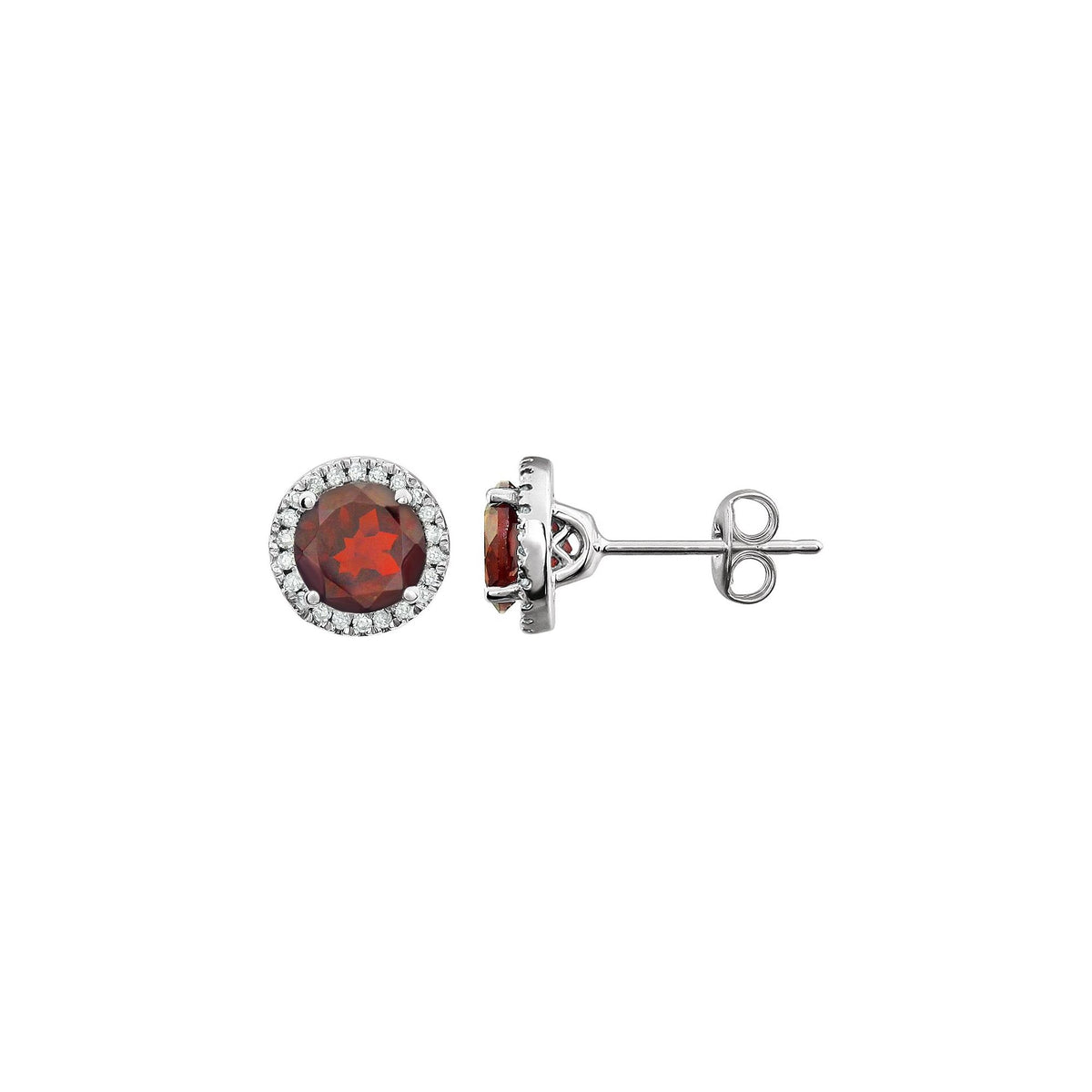 Natural Mozambique Garnet & 1/8 CTW Natural Diamond Earrings