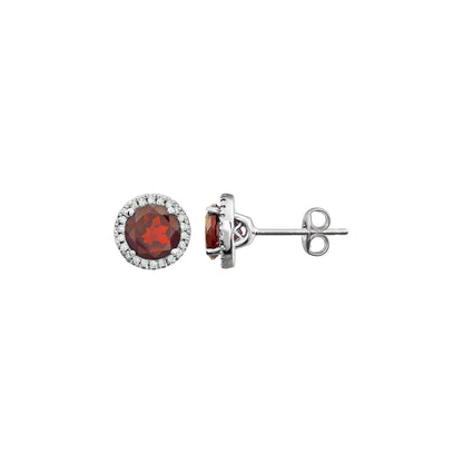 Natural Mozambique Garnet & 1/8 CTW Natural Diamond Earrings