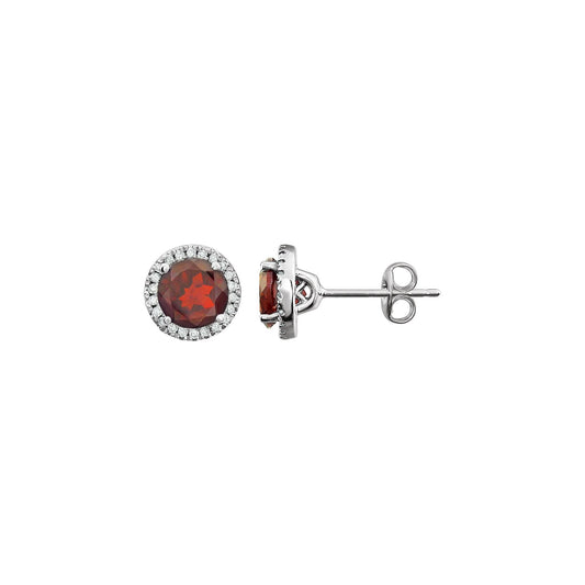Natural Mozambique Garnet & 1/8 CTW Natural Diamond Earrings