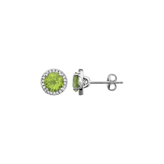 Natural Peridot & 1/8 CTW Natural Diamond Earrings