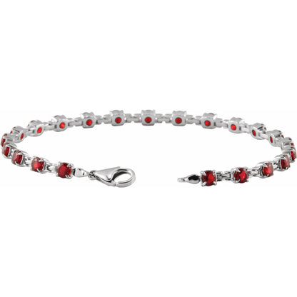 Natural Mozambique Garnet 7 1/4" Line Bracelet