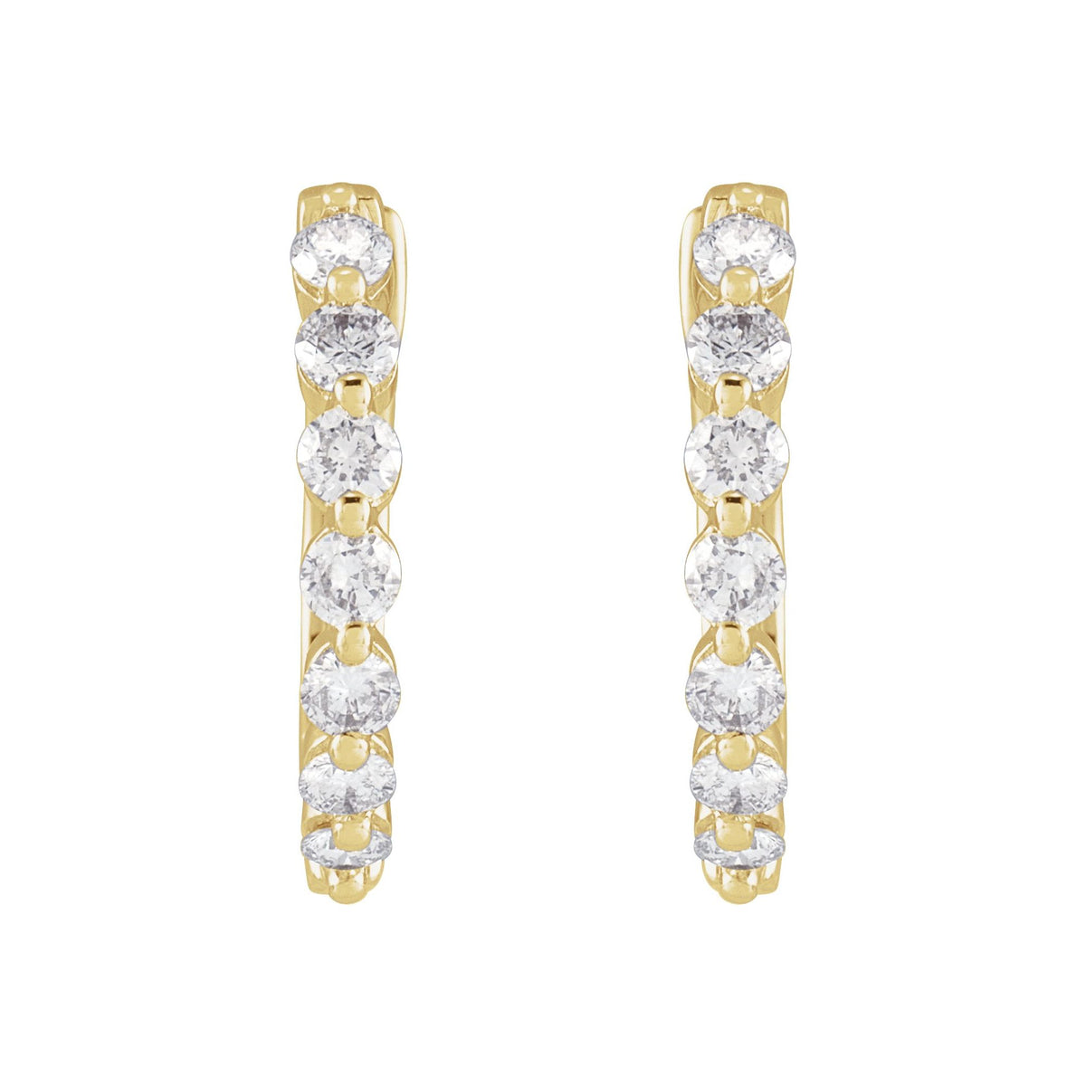 1/2 CTW Natural Diamond Hinged 15.25 mm Hoop Earrings