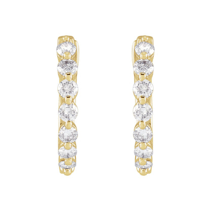 1/2 CTW Natural Diamond Hinged 15.25 mm Hoop Earrings