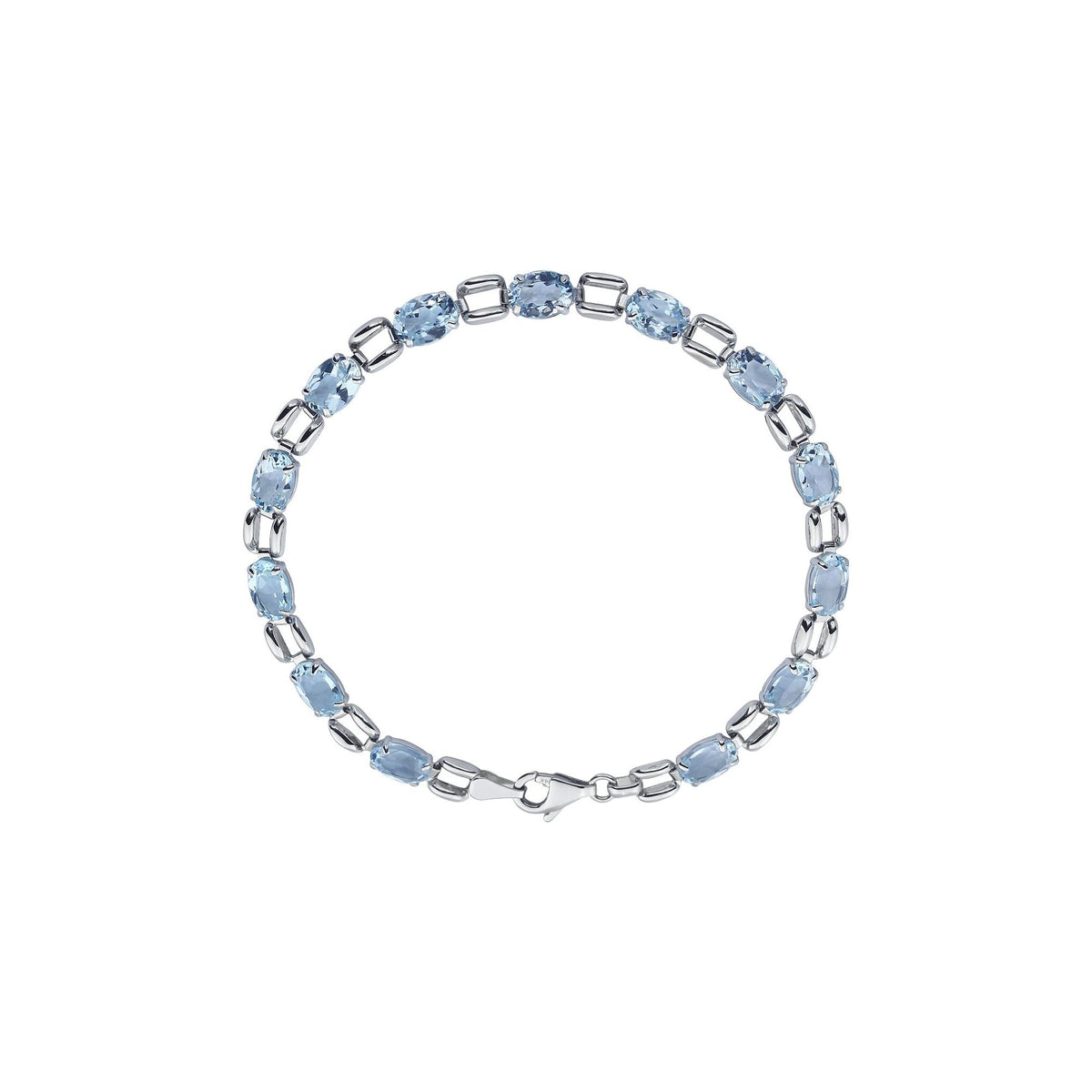 7x5 mm Oval Natural Sky Blue Topaz 7 1/4" Bracelet
