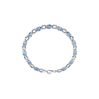 7x5 mm Oval Natural Sky Blue Topaz 7 1/4" Bracelet