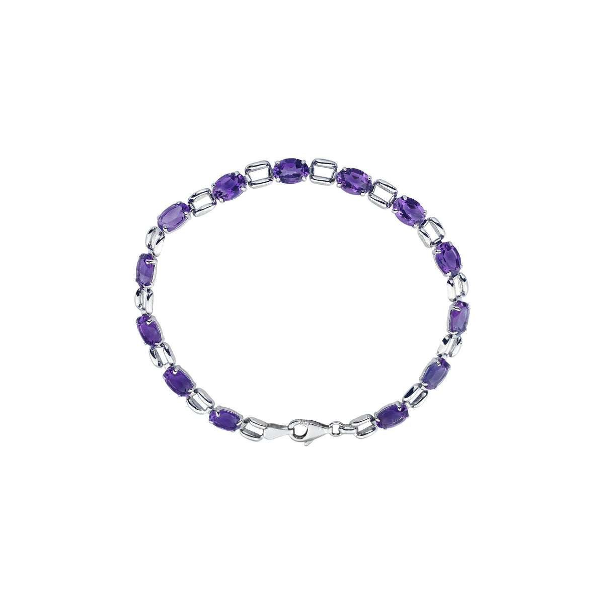 7x5 mm Oval Natural Amethyst 7 1/4" Bracelet