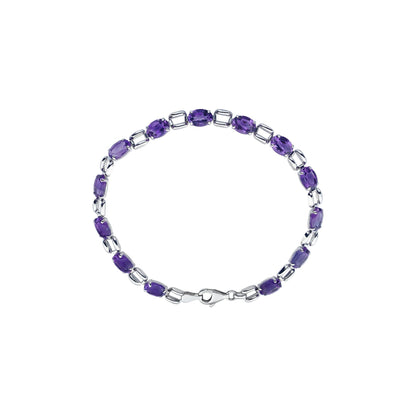 7x5 mm Oval Natural Amethyst 7 1/4" Bracelet