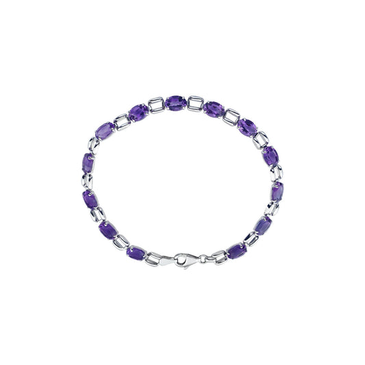 7x5 mm Oval Natural Amethyst 7 1/4" Bracelet