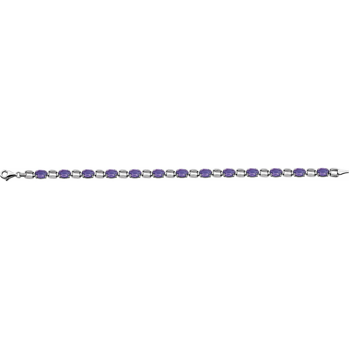 7x5 mm Oval Natural Amethyst 7 1/4" Bracelet