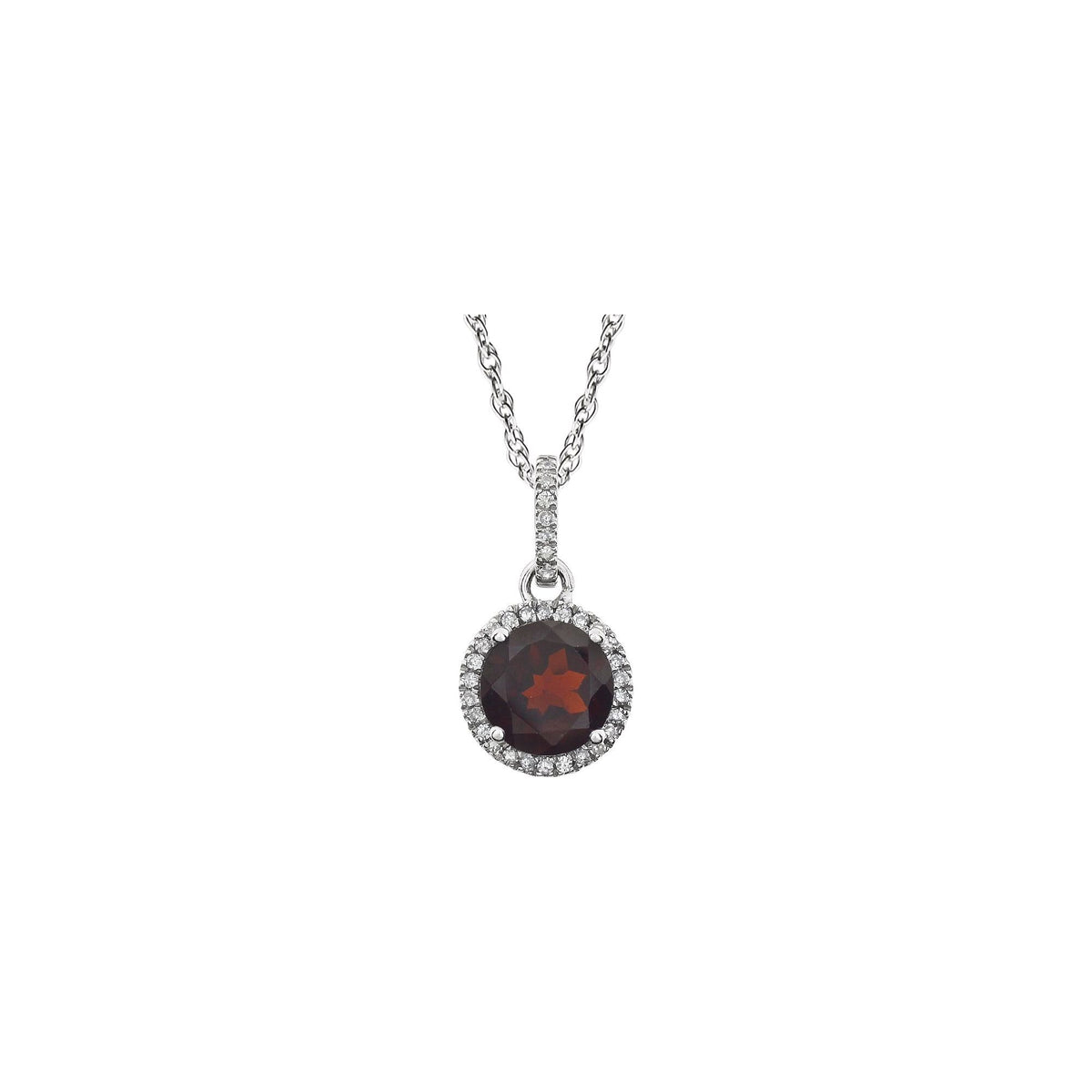 Natural Mozambique Garnet & 1/10 CTW Natural Diamond 18" Necklace