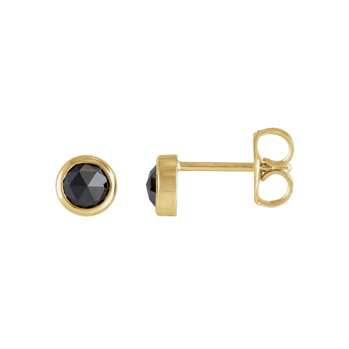 1/2 CTW Rose-Cut Natural Black Diamond Bezel-Set Earrings