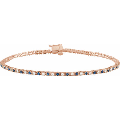 Natural Blue Sapphire & 5/8 CTW Natural Diamond Line 7 1/4" Bracelet
