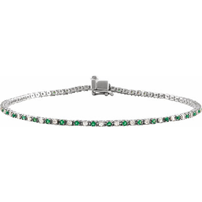 Natural Emerald & 5/8 CTW Natural Diamond Line 7 1/4" Bracelet