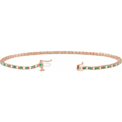Natural Emerald & 5/8 CTW Natural Diamond Line 7 1/4" Bracelet