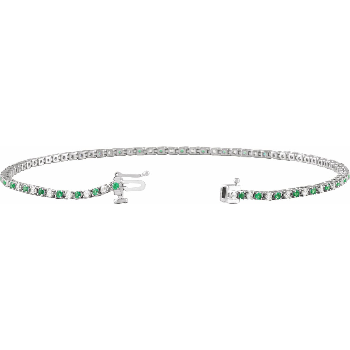 Natural Emerald & 5/8 CTW Natural Diamond Line 7 1/4" Bracelet