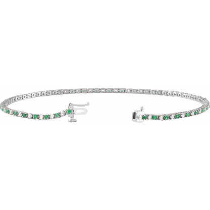 Natural Emerald & 5/8 CTW Natural Diamond Line 7 1/4" Bracelet