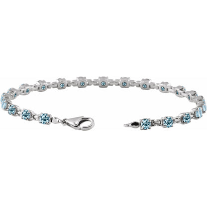 Natural Sky Blue Topaz 7 1/4" Line Bracelet