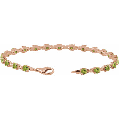 Natural Peridot 7 1/4" Line Bracelet