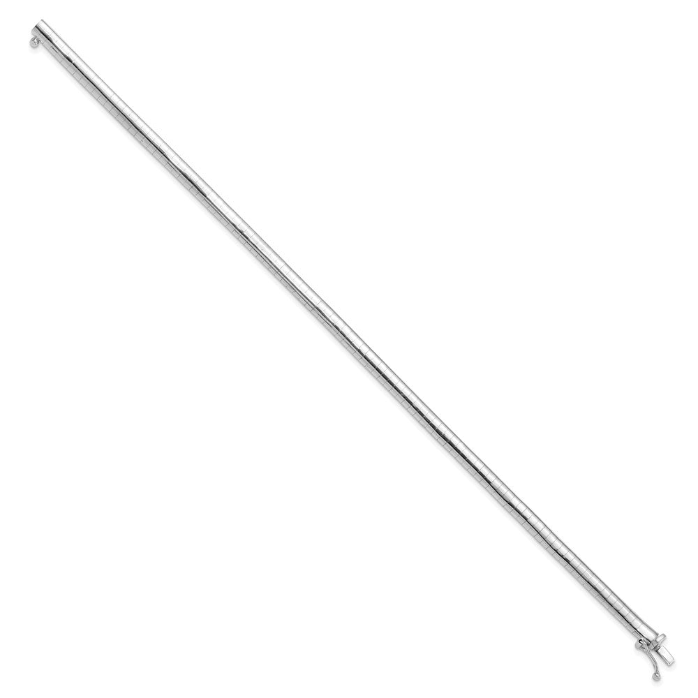4mm Domed Omega Bracelet 7" - White Gold