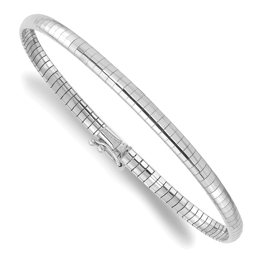 4mm Domed Omega Bracelet 7" - White Gold