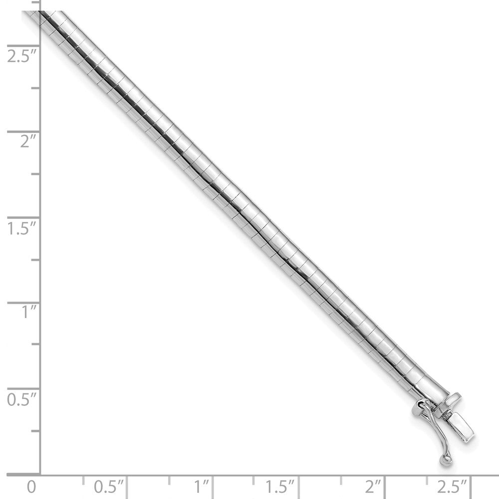4mm Domed Omega Bracelet 7" - White Gold