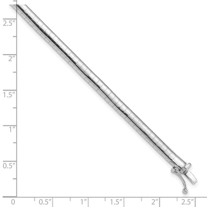 4mm Domed Omega Bracelet 7" - White Gold