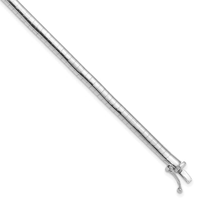 4mm Domed Omega Bracelet 7" - White Gold