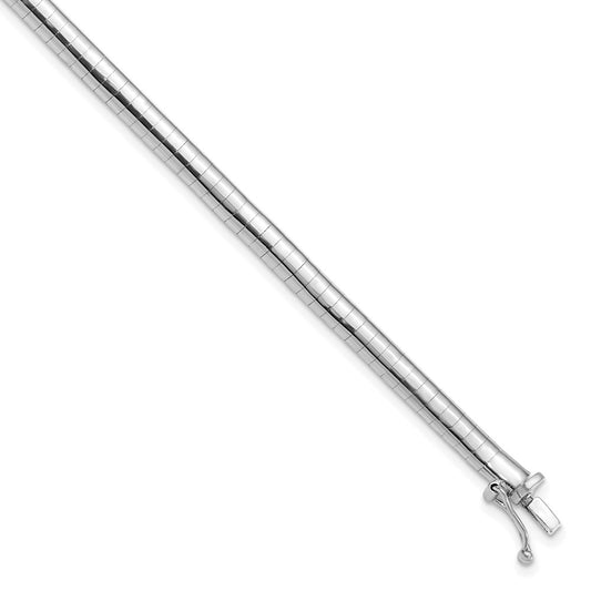 4mm Domed Omega Bracelet 7" - White Gold