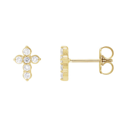 Natural Diamond Cross Earrings - White Gold