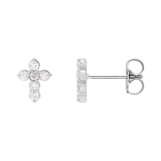 Natural Diamond Cross Earrings