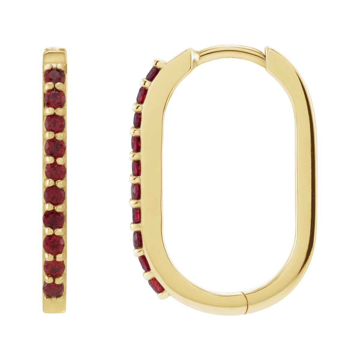 Natural Mozambique Garnet 20 mm Hoop Earrings