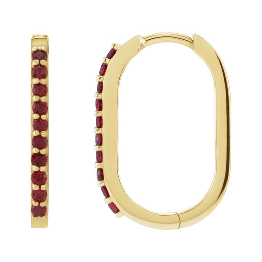 Natural Mozambique Garnet 20 mm Hoop Earrings