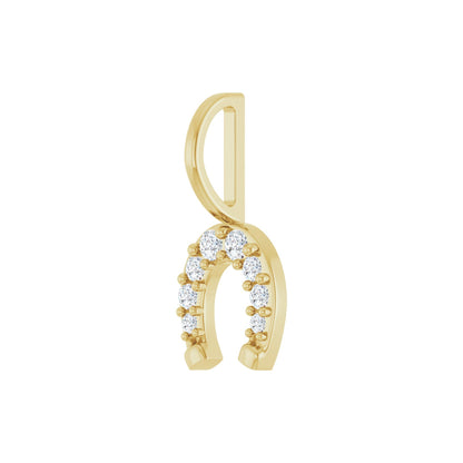 Natural Diamond Accented Horseshoe Charm/Pendant